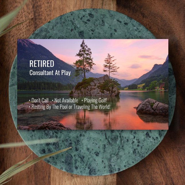 Funny Retired, Sunset Lake, DIY Profession Gag Business Card (Creator Uploaded)