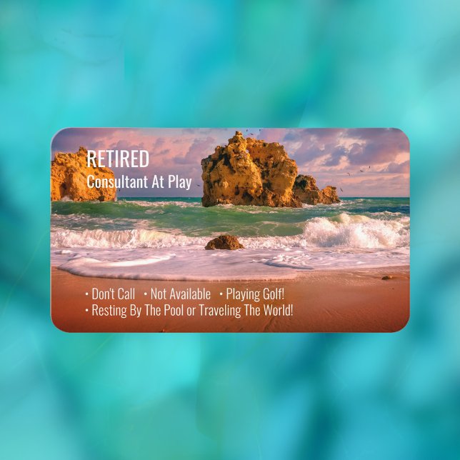 Funny Retired, Sunset Ocean, DIY Profession Gag Business Card (Creator Uploaded)