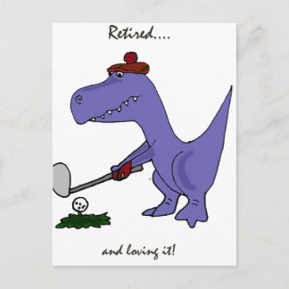 Funny Retired T-Rex Dinosaur Gofing Postcard