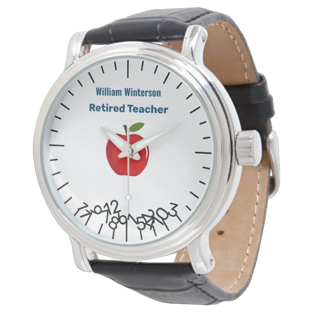Funny Retired Teacher Name Jumble Numbers Apple Watch (Angled)
