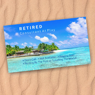 Funny Retired, Tropical Island, DIY Profession Gag Business Card