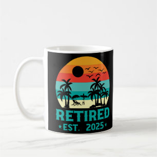 Funny Retirement 2025 Vintage Beach Palm Tree Coffee Mug