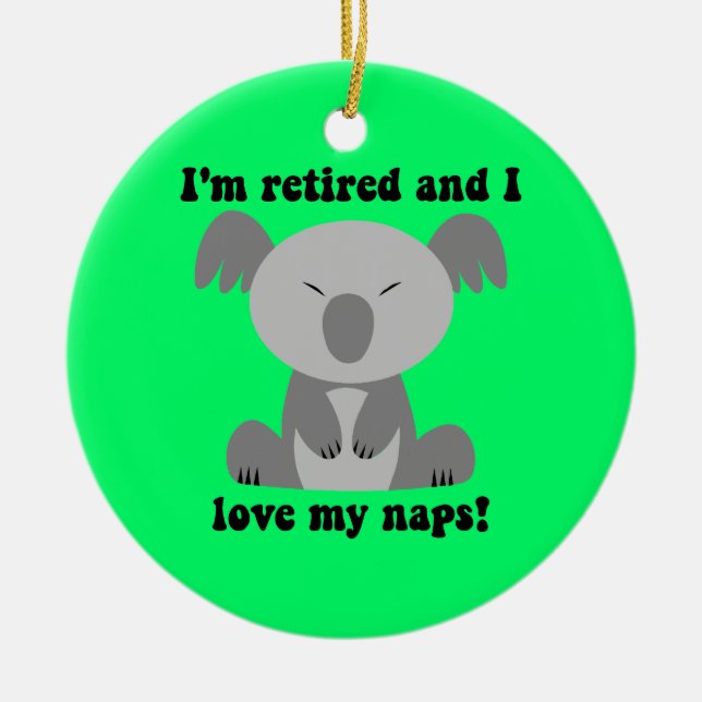Funny retirement ceramic tree decoration (Front)