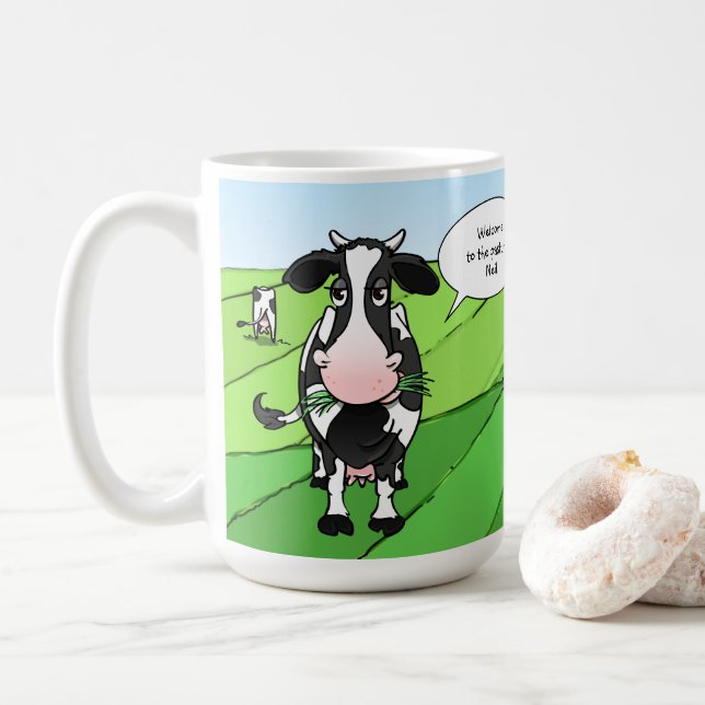 Funny Retirement Gifts | Cows Out to Pasture Coffee Mug (With Donut)