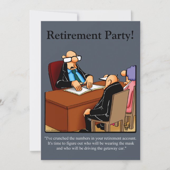 Funny Retirement Humour Party Invitations (Front)