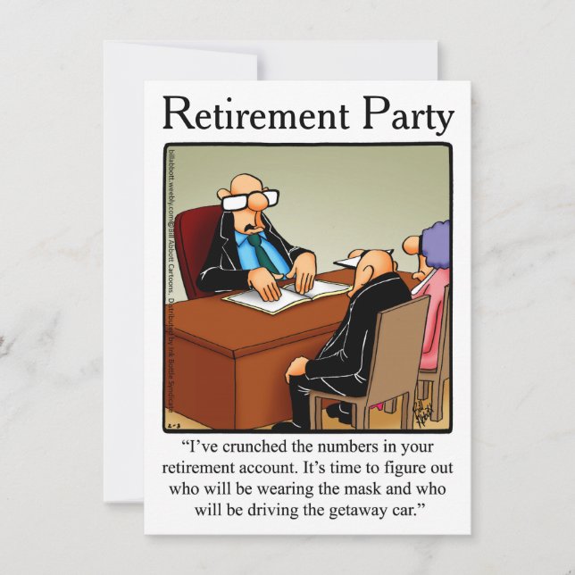 Funny Retirement Humour Party Invitations (Front)