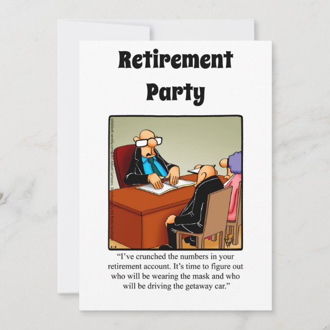 Funny Retirement Humour Party Invitations (Front)