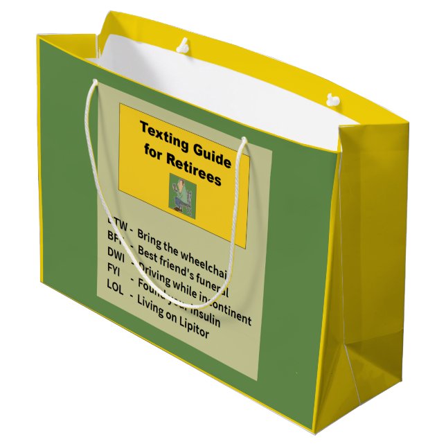 Funny Retirement Large Gift Bag (Back Angled)