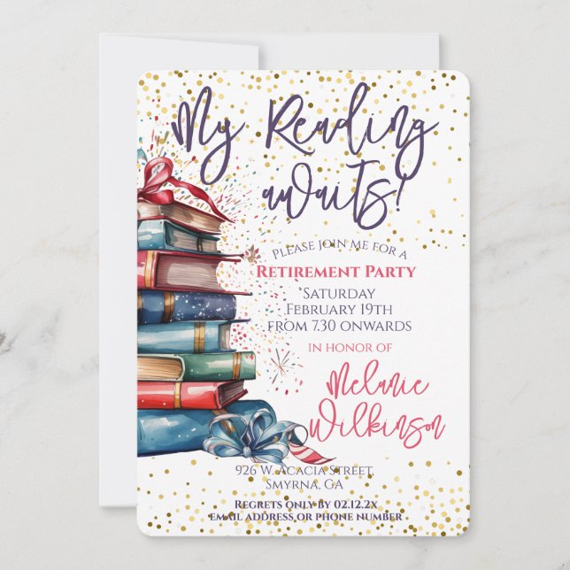 Funny Retirement Reading Awaits Party Invitation (Front)