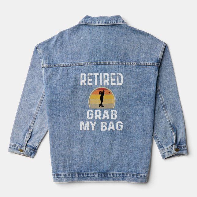 Funny Retirement Retired 2022 Golfer Golfing Sunse Denim Jacket (Back)
