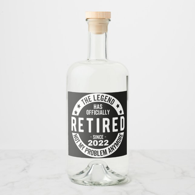 funny retirement, retired, retired firefighter, re liquor bottle label (Front)