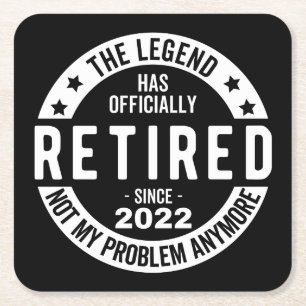 funny retirement, retired, retired firefighter, re square paper coaster