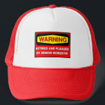 Funny retirement trucker hat<br><div class="desc">Warning! Retired and palgued by senior moments!  Funny retirement t-shirts and gifts for retirees.  Humourous retirement gifts for retirement parties,  mum,  dad,  grandma and grandpa.</div>