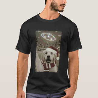 Funny Retriever Dog in Santa Hat Selfie UFO Christ T-Shirt