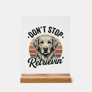 Funny Retriever Dog Vintage Engraving Graphic Tee_ Acrylic Sign