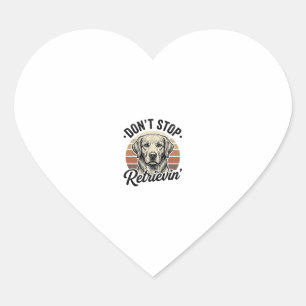 Funny Retriever Dog Vintage Engraving Graphic Tee_ Heart Sticker