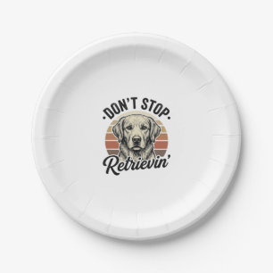 Funny Retriever Dog Vintage Engraving Graphic Tee_ Paper Plate