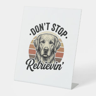Funny Retriever Dog Vintage Engraving Graphic Tee_ Pedestal Sign