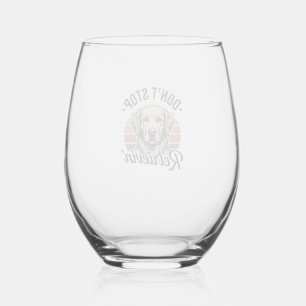 Funny Retriever Dog Vintage Engraving Graphic Tee_ Stemless Wine Glass