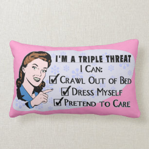 Funny Retro 50's Sarcastic Woman: Triple Threat Lumbar Cushion