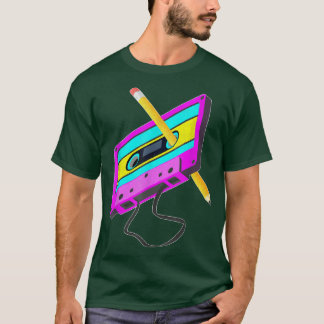 Funny Retro 80s Cassette Tape Pencil Throwback Mus T-Shirt