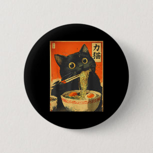Funny Retro Anime Cat Ramen Japanese Cat Graphic A 6 Cm Round Badge
