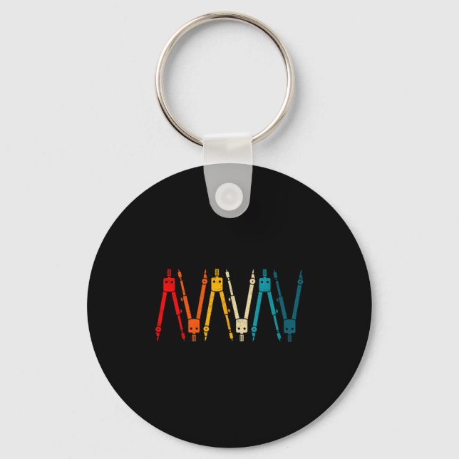Funny Retro Architect Comp Rainbow Design  Key Ring (Front)