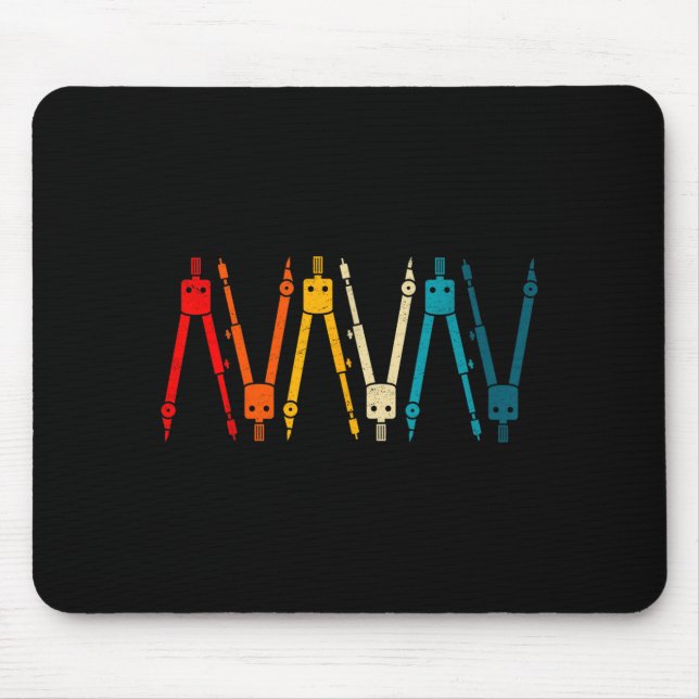 Funny Retro Architect Comp Rainbow Design  Mouse Pad (Front)