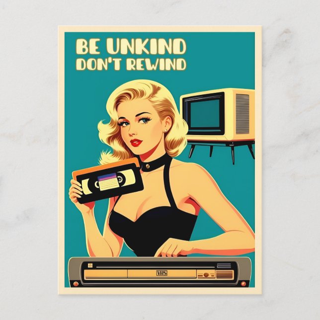 Funny Retro Art Style 80s Don't Rewind VHS Tape Postcard (Front)