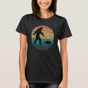 Funny Retro Art Vintage Bigfoot Walking An Armadil T-Shirt