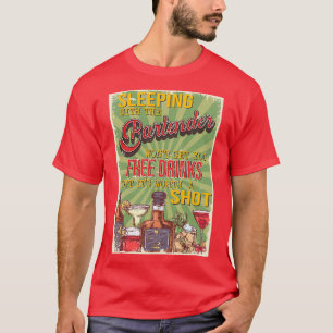 Funny Retro Badge Style Sleeping with a Bartender  T-Shirt