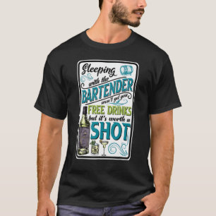 Funny Retro Badge Style Sleeping with a Bartender T-Shirt
