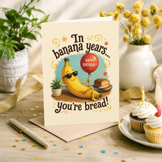 Funny Retro Banana Birthday Card (Creator Uploaded)