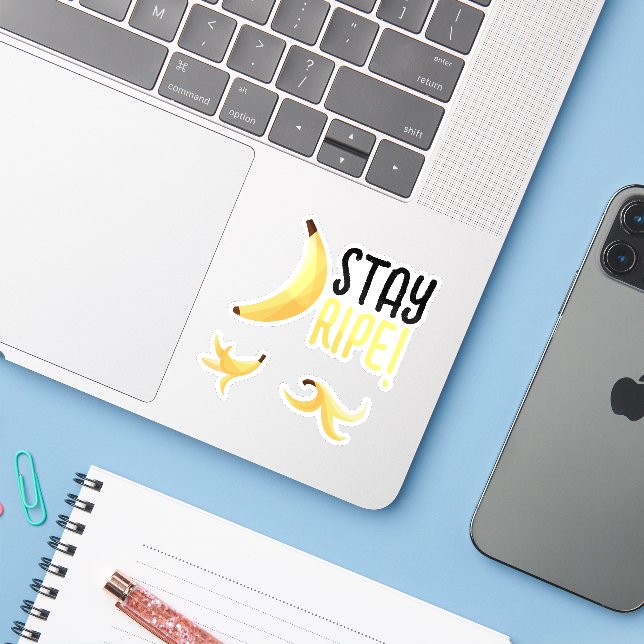 Funny Retro Banana Party Favours Puns Editable (Laptop w/ iPhone)