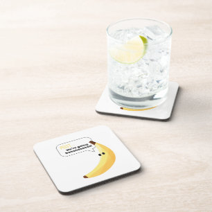 Funny Retro Banana Party Favours Puns Editable Coaster