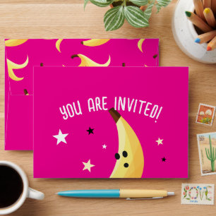 Funny Retro Banana Party Favours Puns Editable Envelope