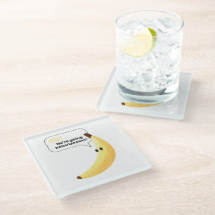 Funny Retro Banana Party Favours Puns Editable Glass Coaster