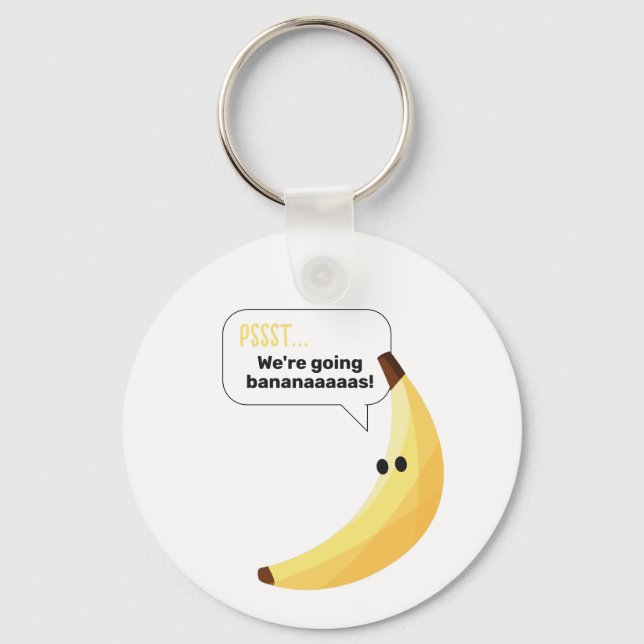 Funny Retro Banana Party Favours Puns Editable Key Ring (Front)