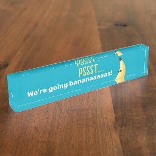 Funny Retro Banana Party Favours Puns Editable Nameplate