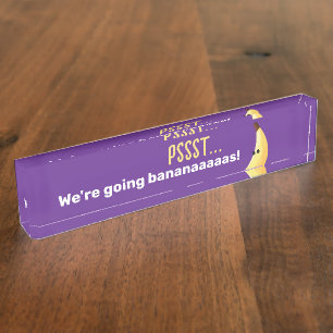 Funny Retro Banana Party Favours Puns Editable Nameplate