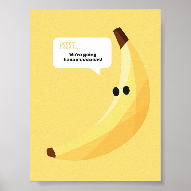 Funny Retro Banana Party Favours Puns Editable Poster (Front)