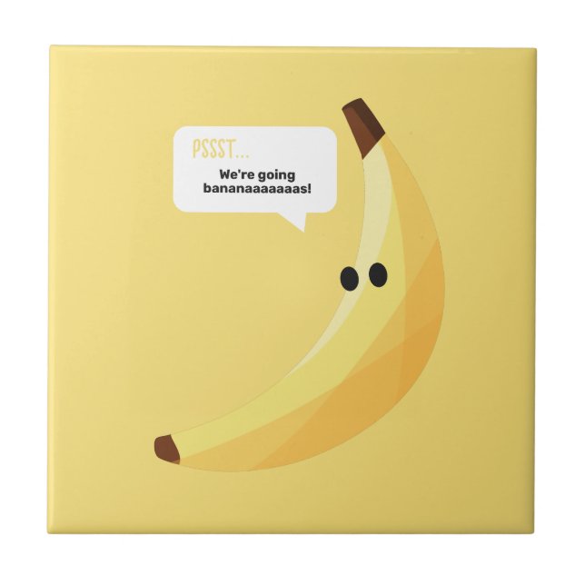 Funny Retro Banana Party Favours Puns Editable Tile (Front)