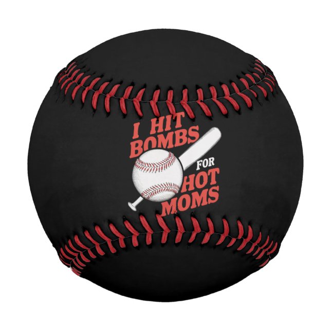 Funny Retro Baseball I Hit Bombs For Hot Moms (Front)