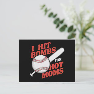 Funny Retro Baseball I Hit Bombs For Hot Moms Postcard
