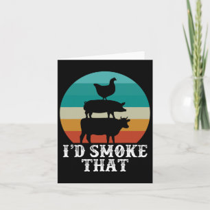 Funny Retro Bbq Party Smoker Chef Dad Gift I’d Smo Card