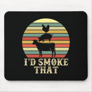 Funny Retro Bbq Party Smoker Chef Dad Gift I’d Smo Mouse Pad