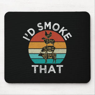 Funny Retro Bbq Party Smoker Chef Dad Gift I’d Smo Mouse Pad