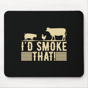Funny Retro Bbq Party Smoker Chef Dad Gift I’d Smo Mouse Pad