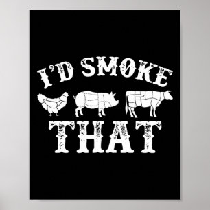 Funny Retro Bbq Party Smoker Chef Dad Gift I’d Smo Poster