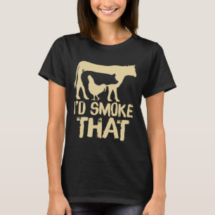 Funny Retro Bbq Party Smoker Chef Dad Gift I’d Smo T-Shirt